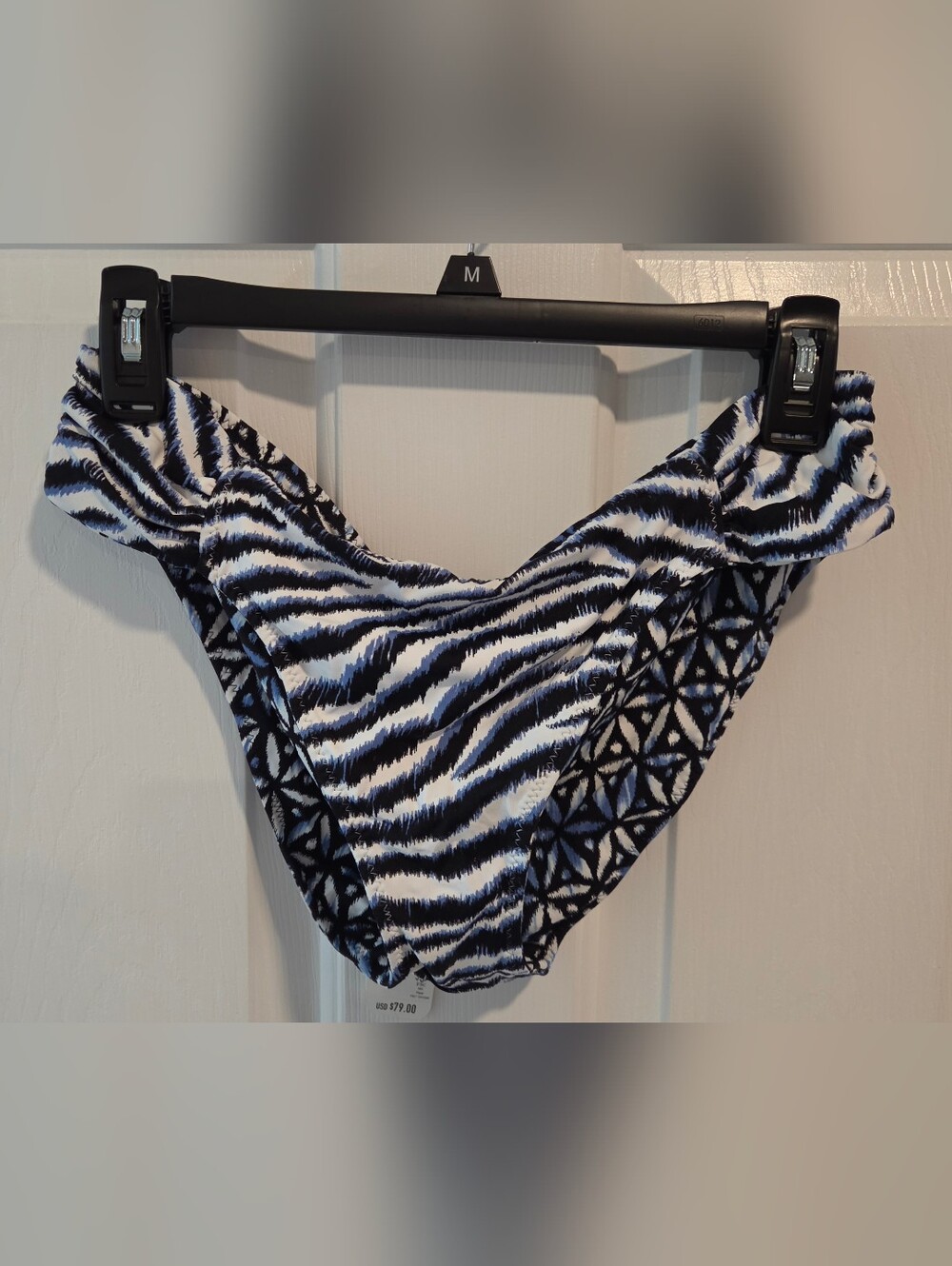 NWT Tommy Bahama Reversible Bikini Bottom Black, White, Blue Zebra/Tribal Print